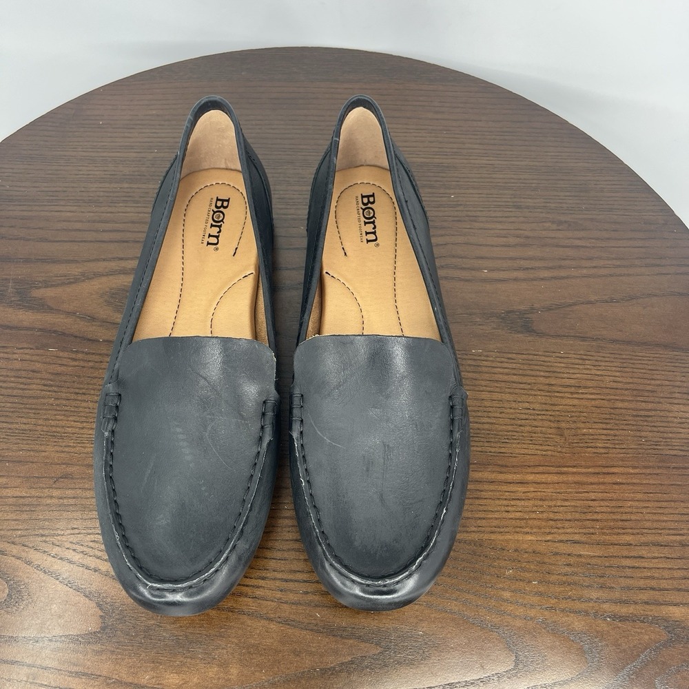 Born Axona Loafer Shoes Women's 9.5M‎ Black Leather Driving Mocs Sip On Moc Toe - Picture 10 of 16